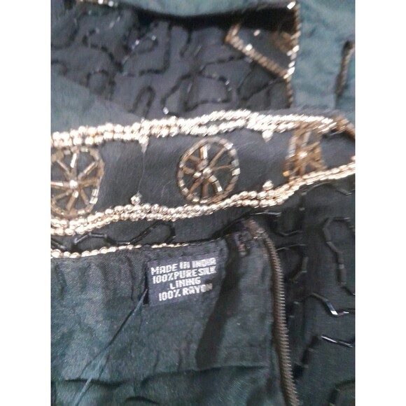 Vintage Linsiano Beaded Dress with Gold Detail Choker, Black, Sz L - Picture 8 of 8